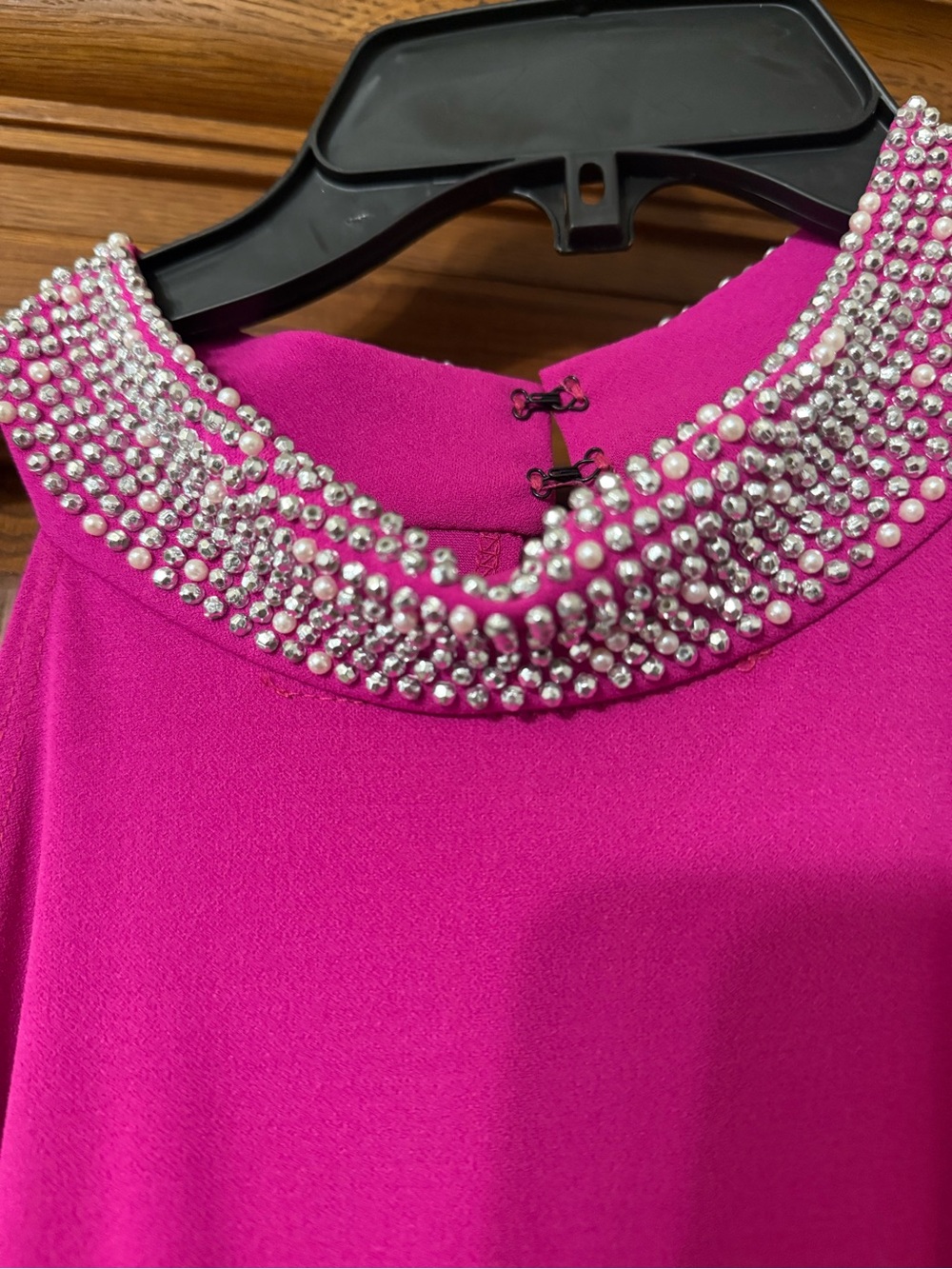 Embellished Fuchsia Beaded Neckline jumpsuit